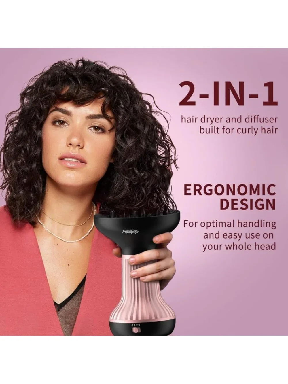Curly Hair Diffuser & Hair Dryer Combo - Boost Curls, Volume & Shine